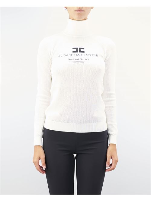 Turtleneck in viscose mesh stitch with inlay Elisabetta Franchi ELISABETTA FRANCHI | Sweater | MK82Q46E2360